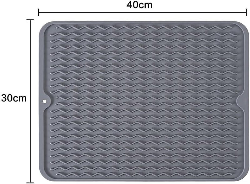 Bukela Silicone Dish Drying Mat for Multiple Usage, Kitchen Mat Easy Clean, Eco-friendly, Super Sturdy Silicone Heat Resistant Trivet, Dishwasher Safe, Dish Draining Mat (40X30cm) (Grey, 40X30cm) - Image 2